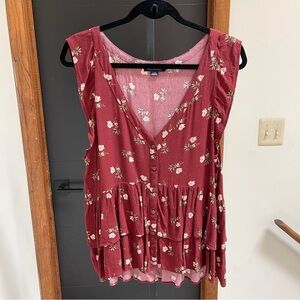 American Eagle Outfitters Burgundy Floral Blouse